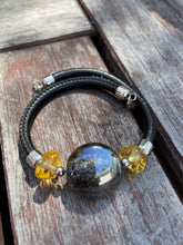 Load image into Gallery viewer, "Capri" glass wrap bracelet (with leather band)