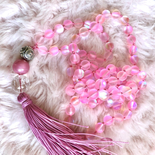 como to capri-mala necklace-mystic pink quartz