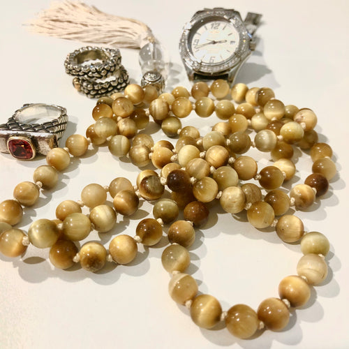 como to capri-yellow tiger's eye-mala necklace