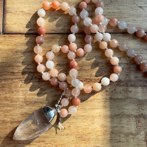 pink aventurine comotocapri crystal pendant mala necklace como to capri