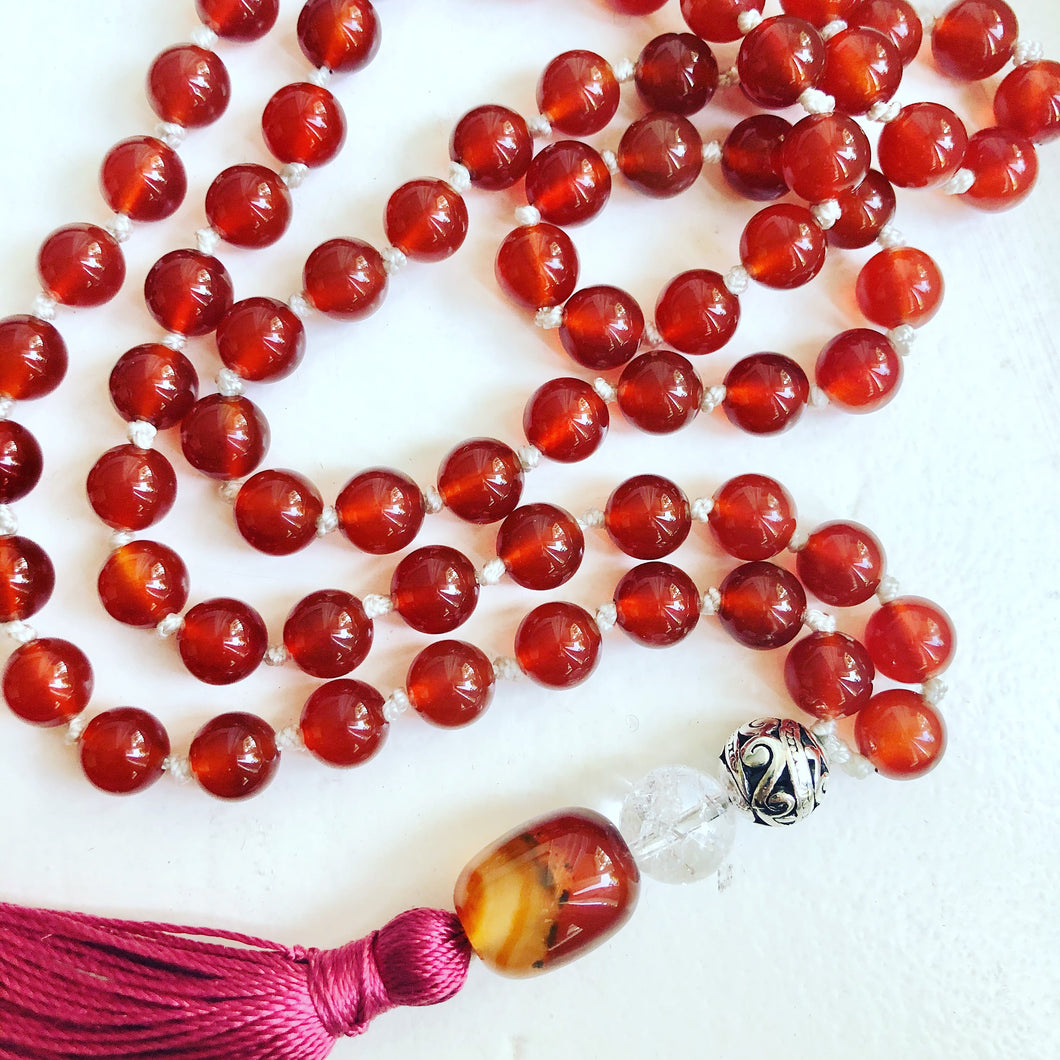 Carnelian Mala-mala necklace-Como To Capri-mala beads-yoga