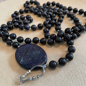 goldstone - comotocapri - mala necklace - como to capri - blue - purple - black