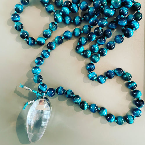 blue - tiger's eye - santa fe - protection - comotocapri - como to capri - crystal - pendant - silver