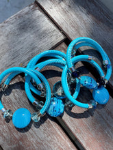 Load image into Gallery viewer, &quot;Capri&quot; glass wrap bracelet (with leather band)
