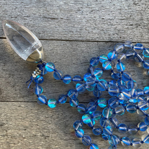 Mystic Aura Quartz Mala (Blue)-mala necklace-Como To Capri-mala beads-yoga-crystal pendant