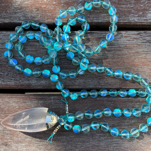 turquoise - mystic - quartz - crystal - mala - necklace - como to capri - comotocapri